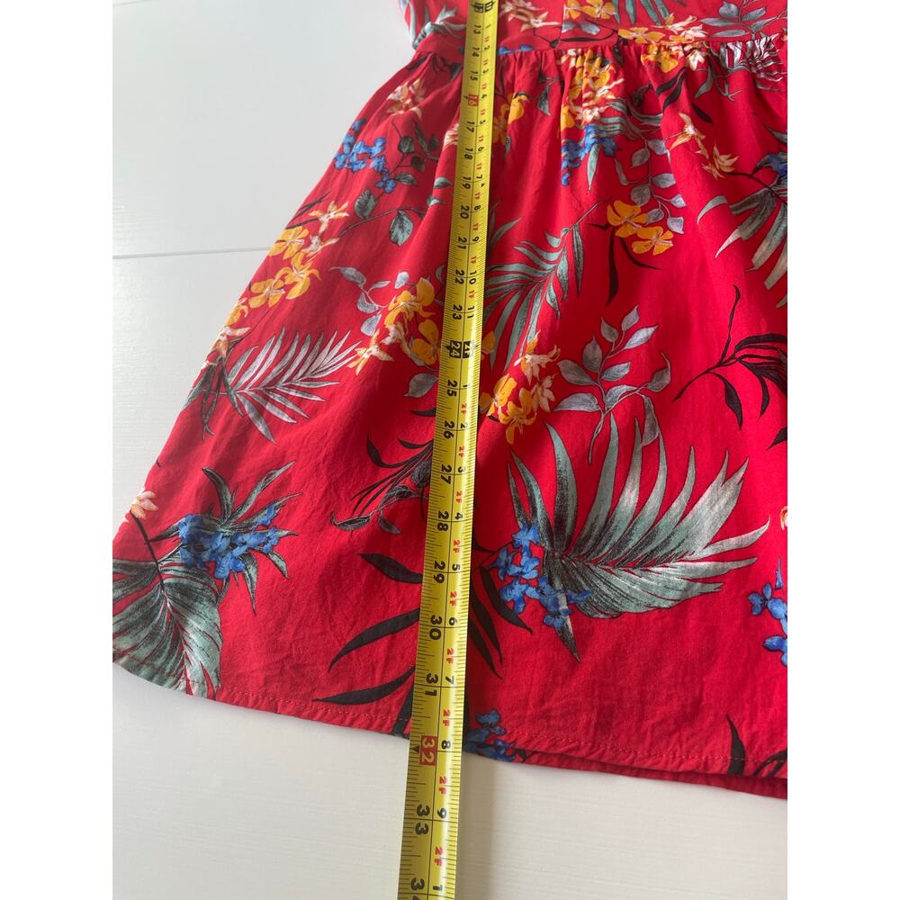 Band of Gypsies Floral Mini Dress Sz M Pockets Short Sleeves Tie Back Red - Picture 12 of 12